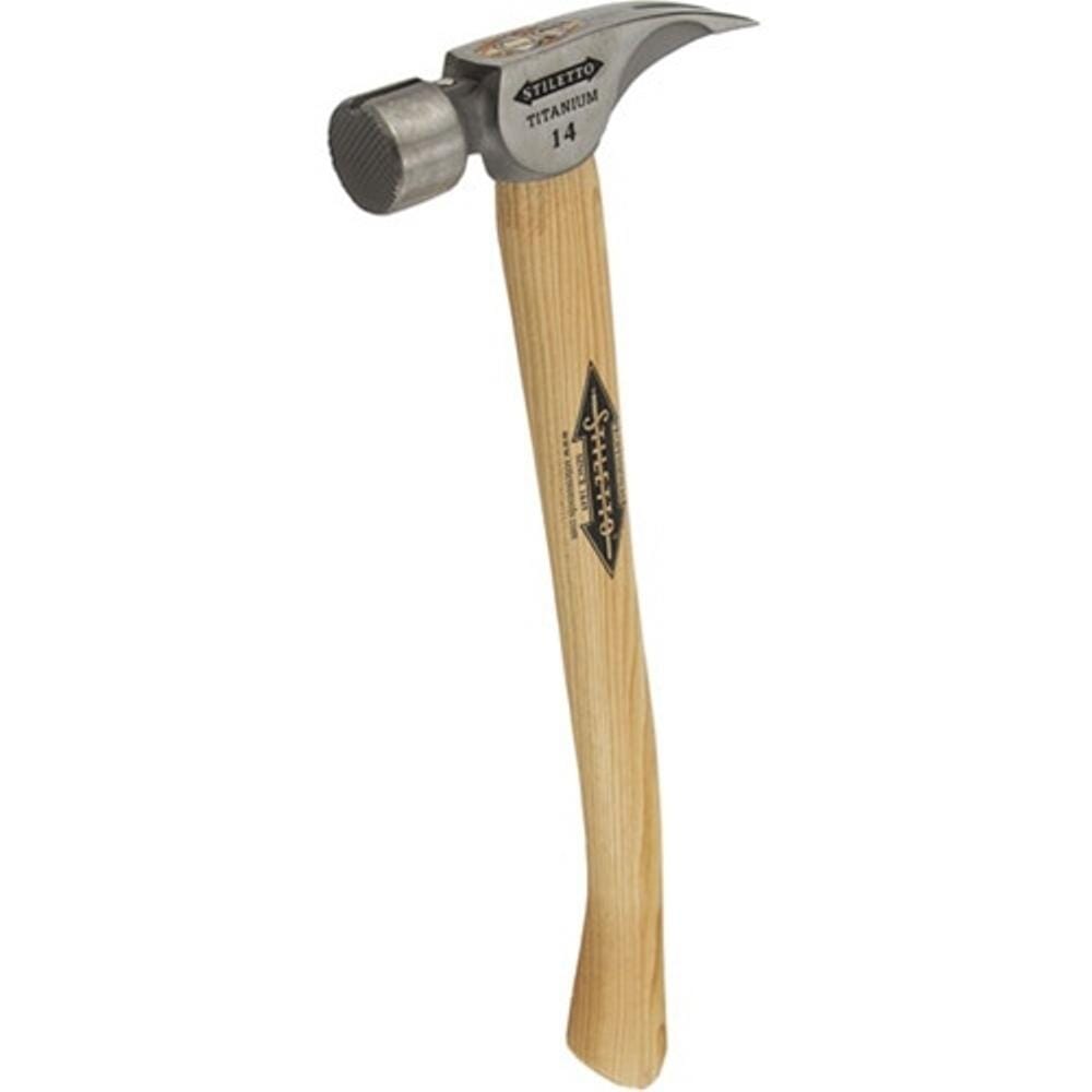 Milwaukee® TI14MC-16 Nailing Hammer, 16 in OAL, Milled Face, 14 oz Head Titanium Head, Straight Claw, Hickory Handle